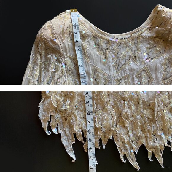 Vintage 1980s Shomax Hand-Beaded Silk Dress Size M Cocktail Party Evening Wear - Picture 4 of 8